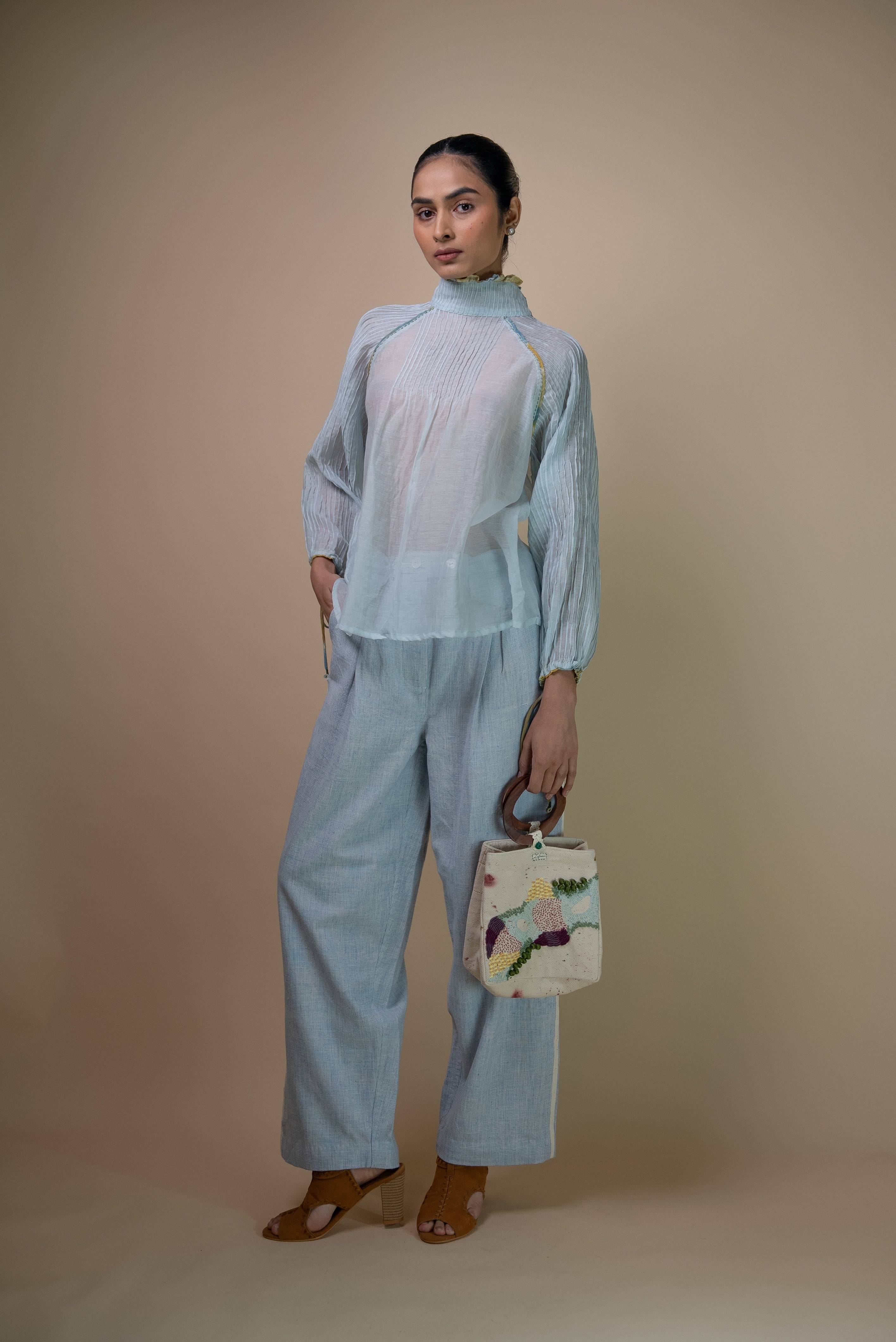 Lafaani - Meadows Pintcuked Chanderi Blouse